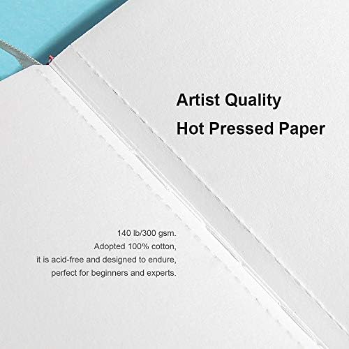 Paul Rubens Art Supplies Watercolor Paper, 100% Cotton Hot Press Watercolor Journal 3.8’’ x 5.2’’, 20 Sheets (140lb/300gsm), Acid-Free for Watercolors, Gouache, Acrylics Paul Rubens