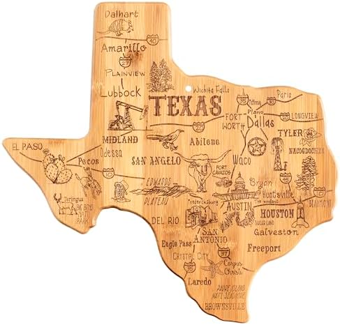 Totally Bamboo Destination Texas State Shaped Serving and Cutting Board, Includes Hang Tie for Wall Display Totally Bamboo