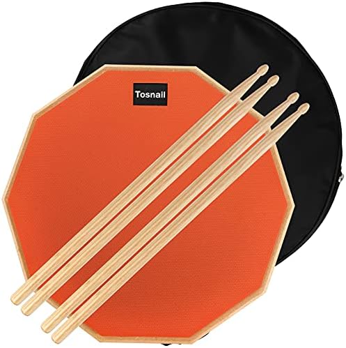 Tosnail 12 Inch Silent Drum Practice Pad with 2 Pairs Drum Sticks and Storage Bag Tosnail