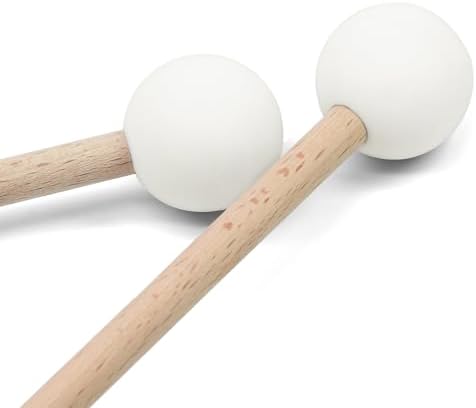 2Pcs Percussion Mallet 15 Inch Rubber Bell Mallets Wood Handle Glockenspiel Mallets Drum Mallet for Drum Xylophone Marimba Bell, Black Zorveiio