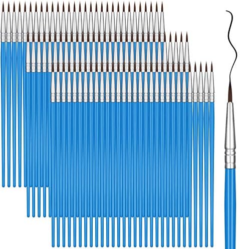 100 Pieces Miniature Detail Paint Brushes Pointed Round Painting Brush Watercolor Fine Tip Nylon Hair Artist Paint Brushes for Acrylic Oil Watercolor Face Painting, Blue (1.2 x 0.3 cm) Zonon