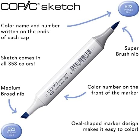 Copic Sketch, Alcohol-Based Markers, 12pc Set, Basic Copic