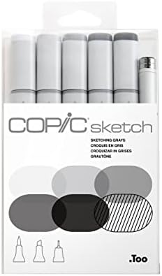 Набор маркеров Copic Sketch, 6 серых оттенков, для рисования и иллюстраций, включая Multiliner SP Copic