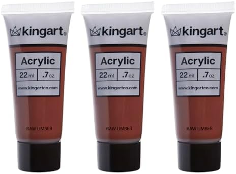 KINGART 500-139 PRO Artist Quality RAW UMBER Acrylic Paint, 22ml (0.74oz) Tubes, 3 Pack - Set (66ml Total), Raw Umber Kingart