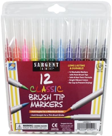 Sargent Art 22-1521 12-Count Brush Tip Classic Marker, Pouch Sargent Art