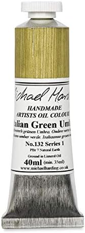 Michael Harding Artist Oil Colours, Green Umber, 40ml Tube, 13240 Michael Harding