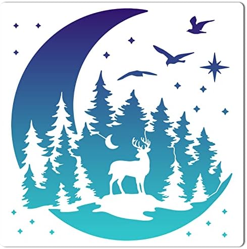 GORGECRAFT 11.8x11.8 Hollow Out Star Stencils Castle Painting Stencil Moon Reusable Building House DIY Drawing Templates for Wall Photo Album Canvas Bag Cabinet Painting on Wood Wall Home Decor Gorgecraft