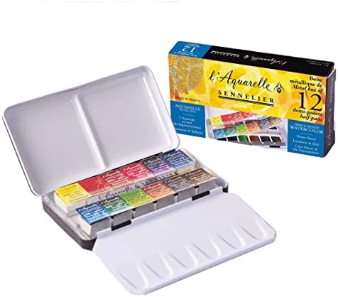 Sennelier French Artists Watercolor Travel Set, 12 Count (Pack of 1), Multicolor Sennelier