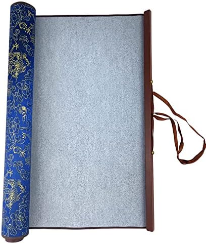 Flylin Calligraphy Water Write Cloth, Reusable Chinese Calligraphy Practicing Tool Magic Water Painting Paper Ten Thousand Times Water Writing Cloth Scroll for Home School (Blue) Flylin