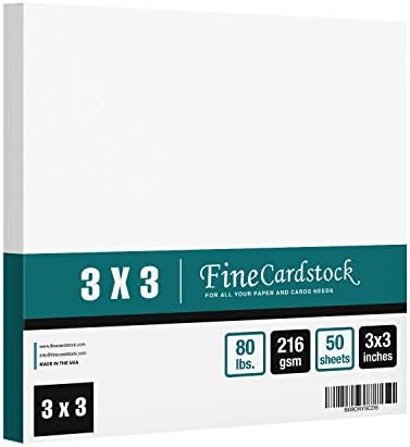 3" x 3" Square Cardstock | 80lb Cover White Thick Card Stock Paper - Smooth Finish | For Scrapbooking, Arts and Crafts, Wedding Invitations, Business Cards | 50 Cards Per Pack S Superfine Printing