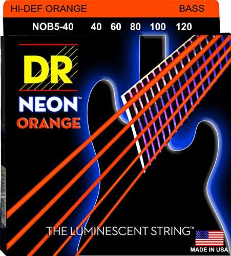 Классические струны для бас-гитары DR Strings HI-DEF NEON с покрытием K3, 5-струнные, 40-120 DR Strings