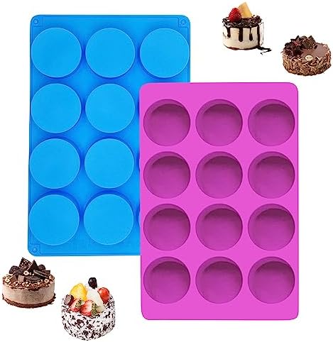 Oreo Mold Silicone, 4 PCS Silicone Mold Oreo Cookie Chocolate 12-Cavity Round Chocolate Covered Oreos Mold for Candy, Pudding, Mini Soap, Cupcake, Jello, Muffin Meajore