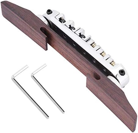 Guitar Bridge Copper zinc Alloy + Rosewood Archtop Guitar Bridge with Adjustable Roller Saddles for 6 String LP SG Jazz Guitar Alomejor