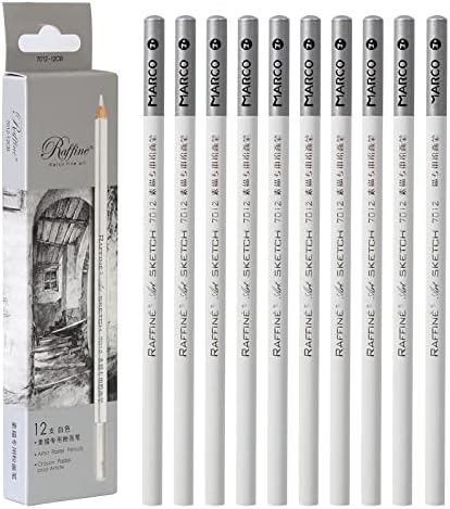 Sketch Highlight Pencil Pen Charcoal White Sketch Pencil Painting Special White Charcoal 12 PCS (White Charcoal Pencil) KachiKawa