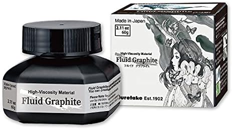 Kuretake Zig Fluid Graphite Paint Ink 60ml Metallic Black, for dip Pen, Brush, Drawing, Calligraphy, Illustration, Lettering, for Professional, Artists, Manga, Made in Japan Kuretake