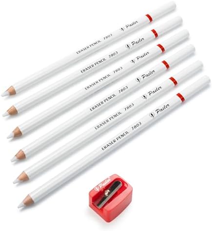 Pasler® Eraser Pencils 7802 Perfection Detail Eraser Pencil with Brush and a Sharpener Perfect for Sketches and Coloured Illustrations (6- Pack) Pasler