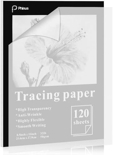 120 Sheets Tracing Paper for Drawing, 8.5”x 11” Trace Paper, Translucent Vellum Paper Tracing Paper Pad, Tracing Pad for Sketching, Preliminary Drawing, Overlaying Images Tracing Phinus