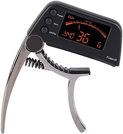 Vbestlife Metal Capo Tuner Combo Set, One Handed Metal Guitar Capo Electronic Tuner for Guitar Bass(Electroplating gold) Vbestlife