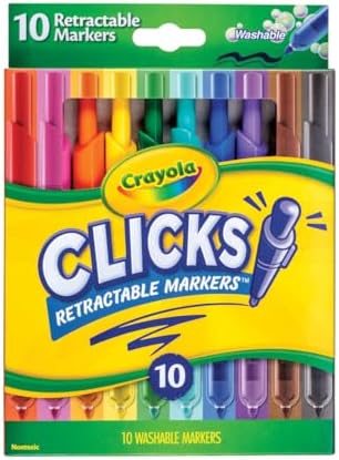 Crayola Clicks Retractable Tip Markers (10ct), Washable Art Marker Set, Coloring Markers for Kids, Gifts for Boys & Girls, 3+ Crayola