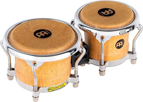 Meinl Percussion Rubberwood Stave Shells, Miniature Size — NOT Made in China — Free Ride Suspension System and True Skin Buffalo Heads, Two-Year Warranty, Mini Wood Bongos, Einheitsgröße (FWB100SNT-M) Meinl Percussion