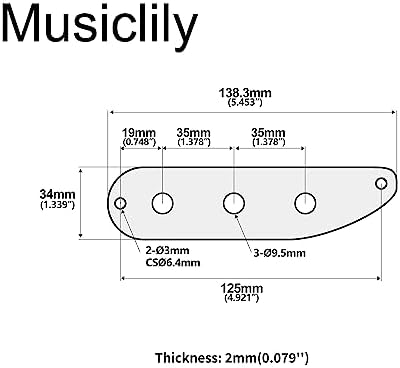 Контрольная панель Musiclily Pro из стали с 3 отверстиями для винтажных электро-гитар PB/Tele Bass Musiclily