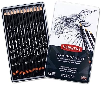 Derwent Graphic Pencils, Includes Tin and Sharpener, Set of 6 (0700835) Derwent