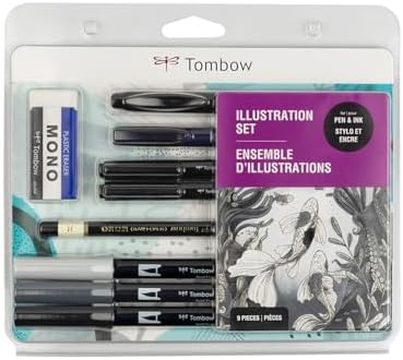 Tombow Illustration Set, Black Gray 9 Count Tombow