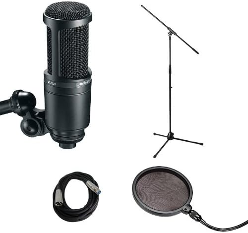 Audio Technica AT2020 with Mic Stand, Pop filter and Cable - Vocal Recording Bundle Audio-Technica