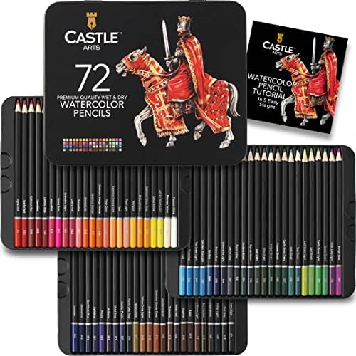 Набор акварельных карандашей Castle Art Supplies, 72 штуки, с яркими пигментами для рисования и живописи в презентационной коробке Castle Art Supplies