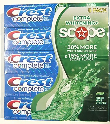 Crest Complete Multienefit Toothpaste Extra Whitening Plus Scope 8.2 Oz (Pack of 5) Crest