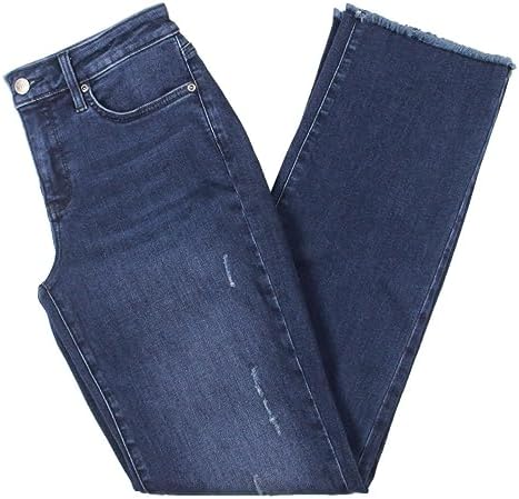 NYDJ Womens Frayed Hem Mid Rise Straight Leg Jeans Blue 2 Nydj