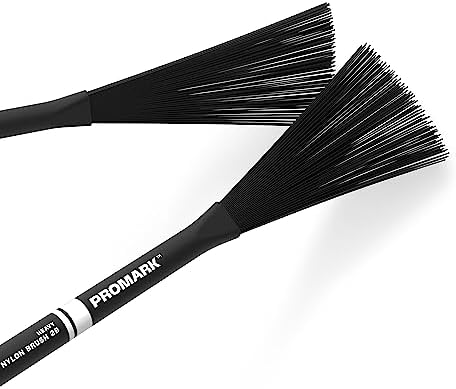 ProMark Heavy Nylon Brush 2B - Black - Jazz Brush - Wire Brush for Snare Drums - Nylon Drum Brush Promark