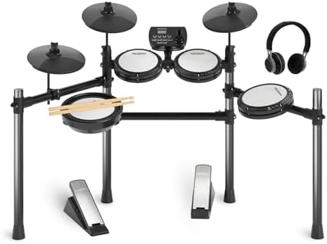 MOSEN Electric Drum Set with 4 Quiet Mesh Drum Pads, Cymbals, Sticks, Headphones, USB MIDI, Kick Pedal, 195+ Sounds and 25 Drum Kits for Beginner MED-X3 MOSEN MUSIC