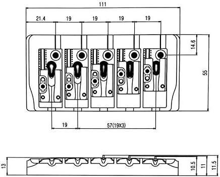 Мост для электрогитары Guyker на 5 струн с фиксированными цинковыми седлами – двухслойный, регулируемое межструнное расстояние 19 мм guyker