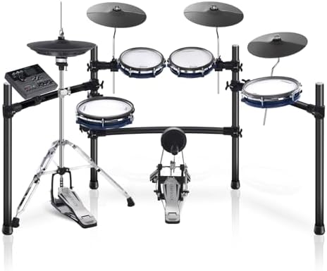 ACE-360 Electric Drum Set with 8'' Drum Pads, 3x12" Cymbals with Choke, 12" Independent Hi-hat, 5" Bass Drum, 52+ Drum Kits and 918 Sounds, Bluetooth Connection, Suitable for Advanced HAMPBACK