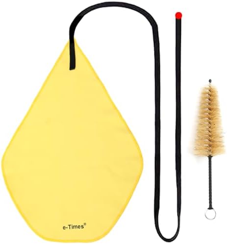 Saxophone Cleaning Cloth Kit, for Alto Tenor Soprano Sax and Other Wind & Woodwind Instruments, Including Cleaning Cloth (4 Pcs) & Mouthpiece Brush E-Times