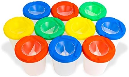 Hygloss Products Kids No-Spill Pots Safety Lids Empty Washable Painting Cups for Children, Art and Craft Supplies, 10-Pack, 8 Ounces Hygloss