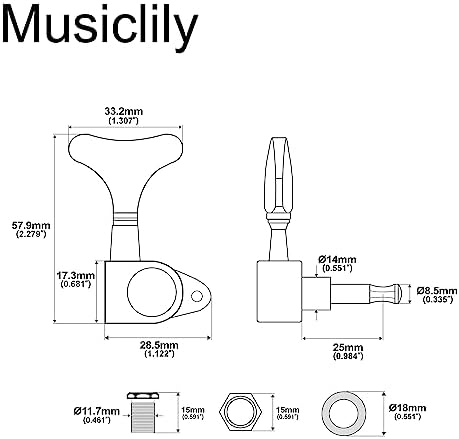 Комплект закрытых колков для настройки бас-гитары Musiclily, 4 в ряд, подходит для Gotoh, включает 4 колка, 4 феррула, 4 винта Musiclily