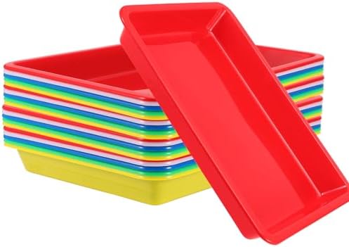 20 Pack Plastic Art Trays, Multicolor Activity Plastic Trays, Stackable Plastic Tray Art and Crafts Organizer Tray for Beads, Painting, DIY Projects, 11 x 8.3 x 1.2 Inch ZEONHEI