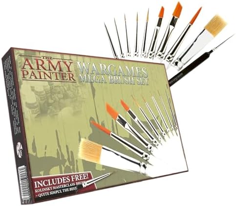 The Army Painter Paint Brush Set - Miniature Brush Set with 10 Acrylic Army Painter Paint Brushes - Kolinsky & Sable Fine Detail Paintbrush and Drybrush Set for Painting Miniatures - Model Brushes The Army Painter