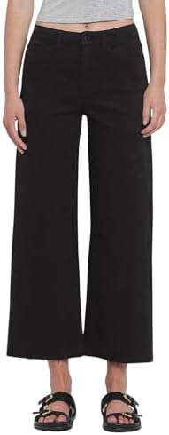 VERVET Women's High-Rise Crop Wide Leg Jeans in Black Vervet