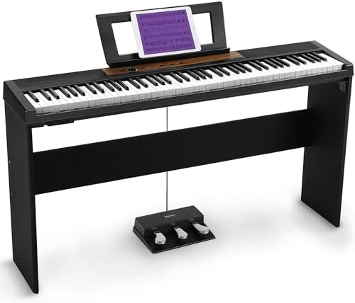 Starfavor 88 key Compact Digital Piano with Portable Stand, Dual 25W Speakers, Velocity-Sensitive Semi-Weighted Keyboard, Recording/MIDI/USB, Sustain Pedal Starfavor