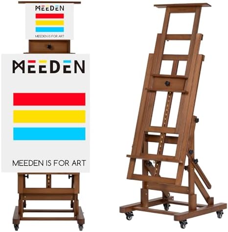 MEEDEN Movable Large H-Frame Painting Easel - Artist Studio Easel - Heavy Duty Art Easel Stand for Adults, Solid Beech Wood Easel, Holds Canvas Art Up to 78.7" High MEEDEN