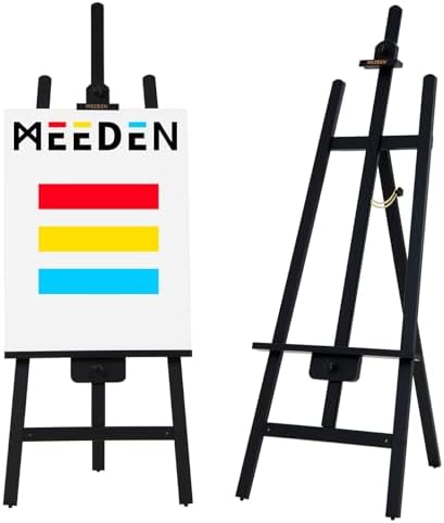 MEEDEN Black Easel for Painting: A Frame Wood Easel for Adults Artists Display Sign- Holds Canvas up to 48" MEEDEN