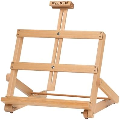 MEEDEN Heavy-Duty H-Frame Tabletop Easel: Adjustable Studio Desktop Easel for Painting- Portable Beechwood Art Easel Stand for Artist - Hold Canvas up to 20" High MEEDEN