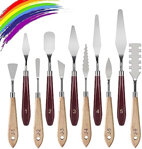 Palette Knife Set, 5 Pieces Stainless Steel Spatula Palette Knives Painting Accessories Art Supplies for Oil Painting, Gouache, Watercolor, Rock Painting,Red LIERFIS