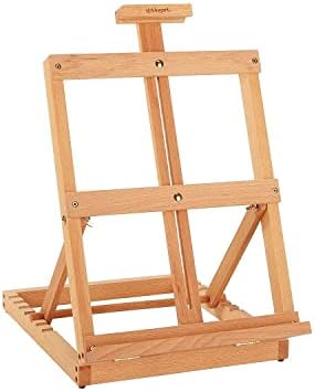 KINGART 705N TABLETOP H-FRAME Studio Artists EASEL, Holds Up to 23" Canvas, Solid Wood, Portable and Adjustable, for Painting and Display Kingart