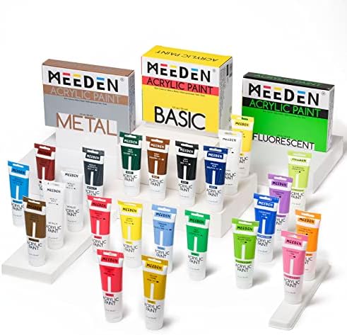 MEEDEN Acrylic Paint Set 24 Colors, 120 ml/4.06 oz Acrylic Paint Tubes, Rich Pigments Non-Toxic Art & Craft Paints for Artists, Adults & Beginners, Art Supplies for Canvas painting MEEDEN