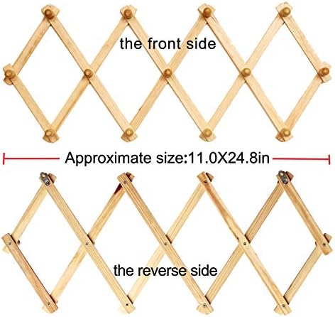 Раскладная деревянная вешалка в стиле «Аккордеон» с 13 крючками для одежды, аксессуаров и кухонных принадлежностей AMAPON