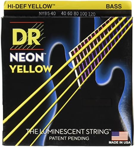 Бас-гитарные струны DR Strings HI-DEF NEON с технологией K3, комплект 5-струнных, легкий, размеры 40-120 DR Strings